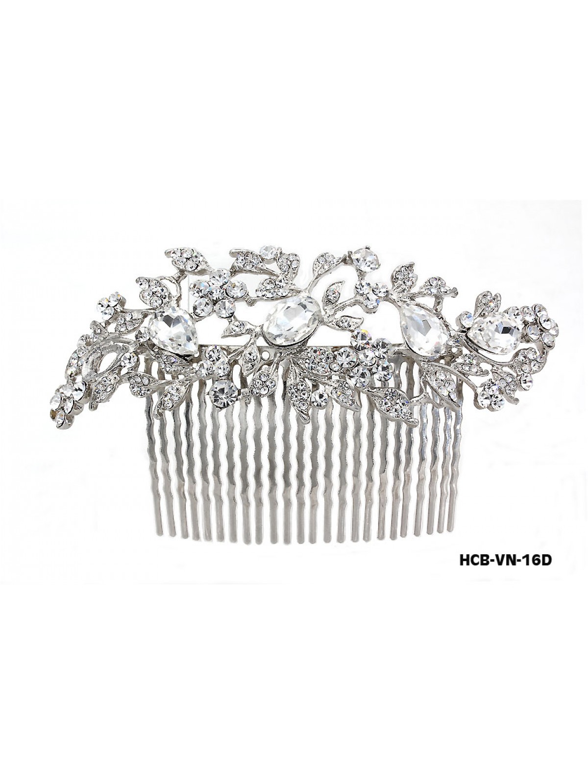 Wedding Hair Comb – Bridal Hair Combs & Clips w/ Austrian Crystal Stones Vine with Rain drops - HCB-VN-16D